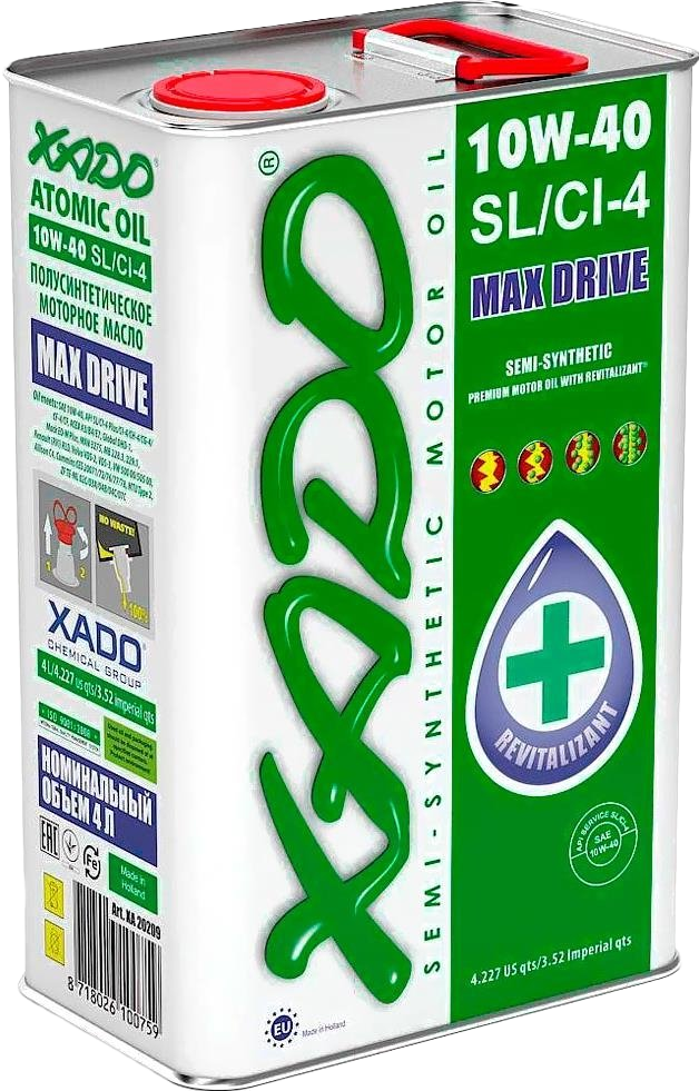 Моторное масло Xado Atomic Oil SL/CI-4 10W-40, 4л